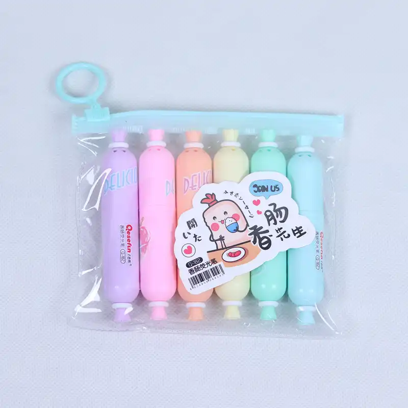 ماژیک علامت گذار مدل فانتزی طرح سوسیس بسته 6 عددی