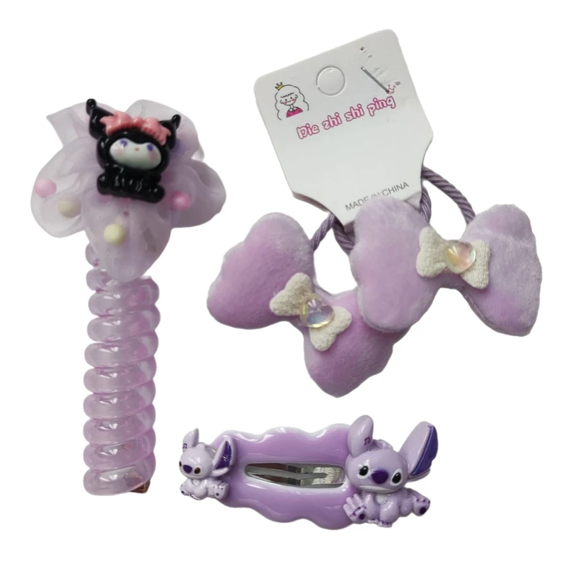 ست کش و گیره مو دخترانه طرح کرومی بسته 4 عددی