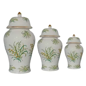 بانکه مدل جینجر جار طرح بوته گل کد ۳۵۱ مجموعه سه عددی