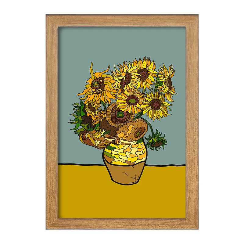 تابلو خندالو مدل گلدان آفتابگردان ونسان ونگوگ کد F12839