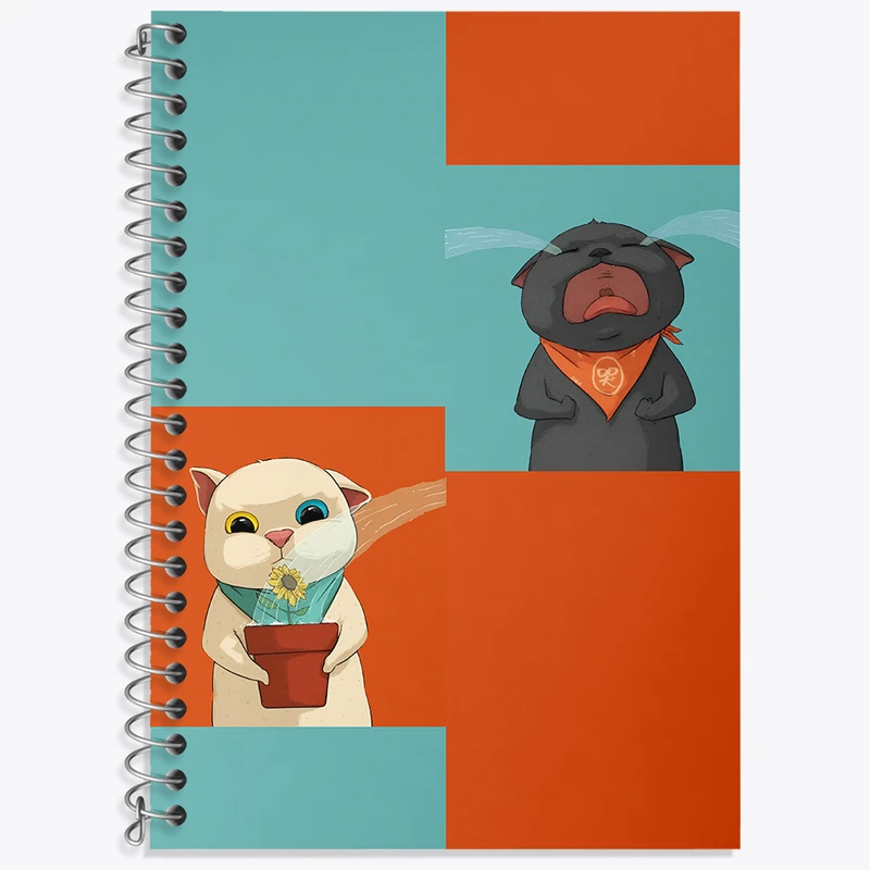 دفتر زبان 50 برگ خندالو مدل سه خط طرح گربه های بامزه کد N4012