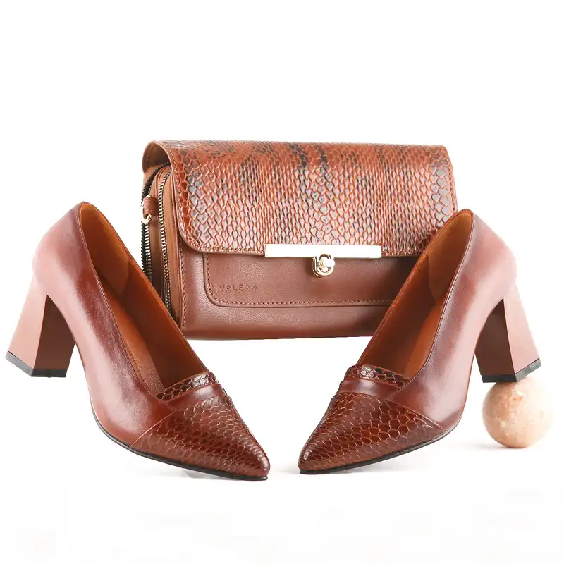 ست کیف و کفش زنانه چرم یلسان مدل لیندا کد TARA-MRV-912-asl