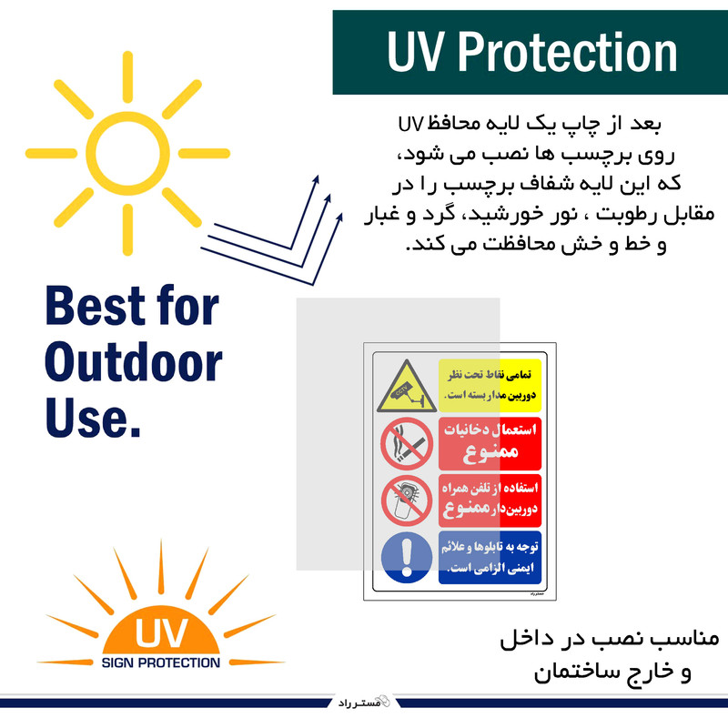 برچسب ایمنی مستر راد طرح تمامی نقاط تحت نظر دوربین مداربسته است مدل HSE-OSHA-020