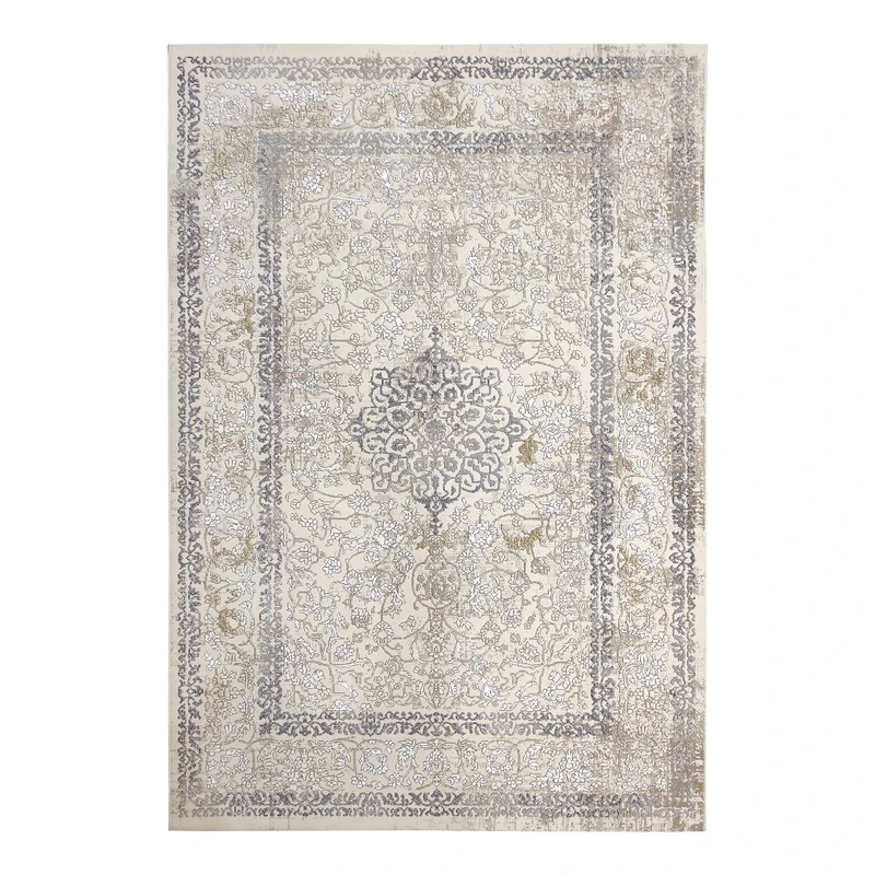 فرش ماشینی 480 شانه زمینه کرم حاشیه کرم مدل 1732