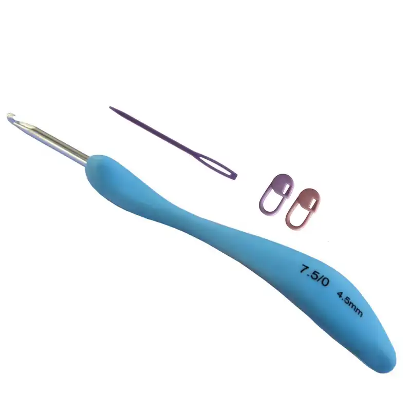 قلاب بافتنی مدل ZHL-D7.5-4.5MM به همراه سنجاق نشانه گذار بافتنی و سوزن دوخت کاموا مجموعه 4 عددی