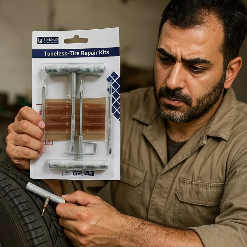 کیت پنچرگیری لاستیک خودرو سیموند مدل YP-015 مجموعه 15 عددی