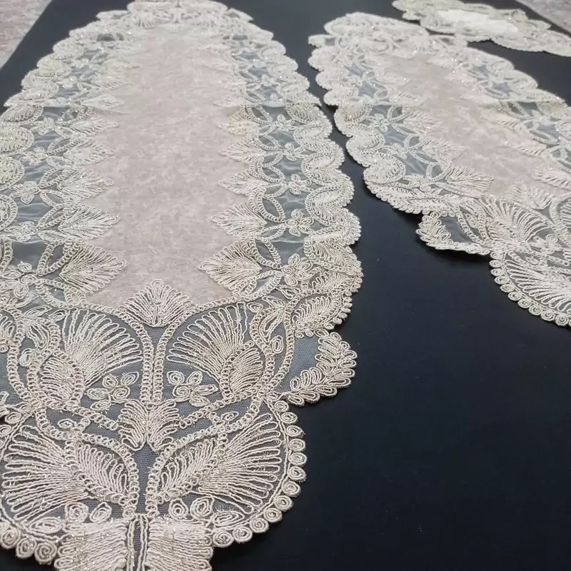 ست رومیزی چهار عددی مدل قیطان دوزی طرح کاج