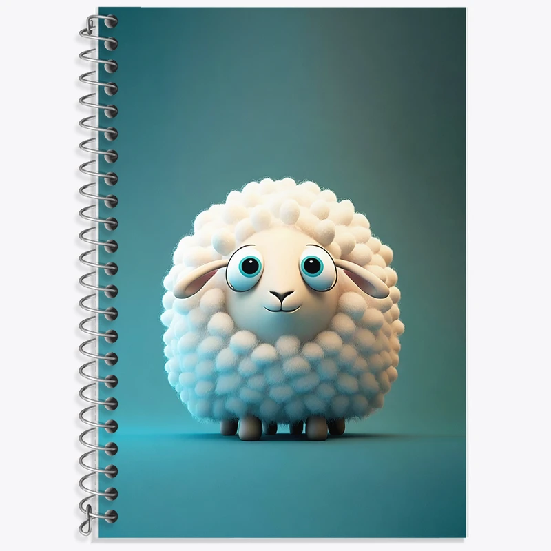 دفتر زبان 50 برگ خندالو مدل دو خط طرح گوسفند کیوت کد F6823