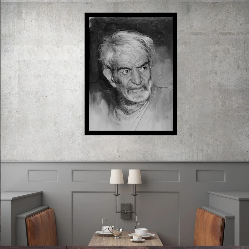 تابلو بکلیت طرح مشاهیر ایران استاد شهریار مدل قاب شاسی B-S9781