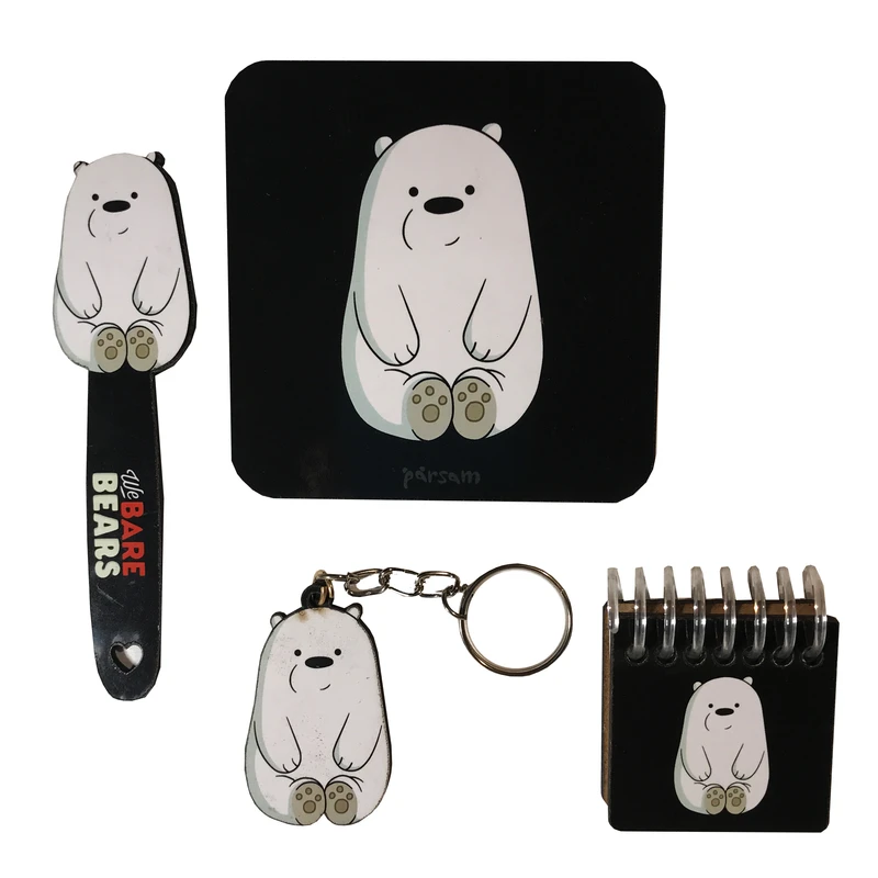 بسته لوازم تحریر طرح خرس قطبی مجموعه 4 عددی 