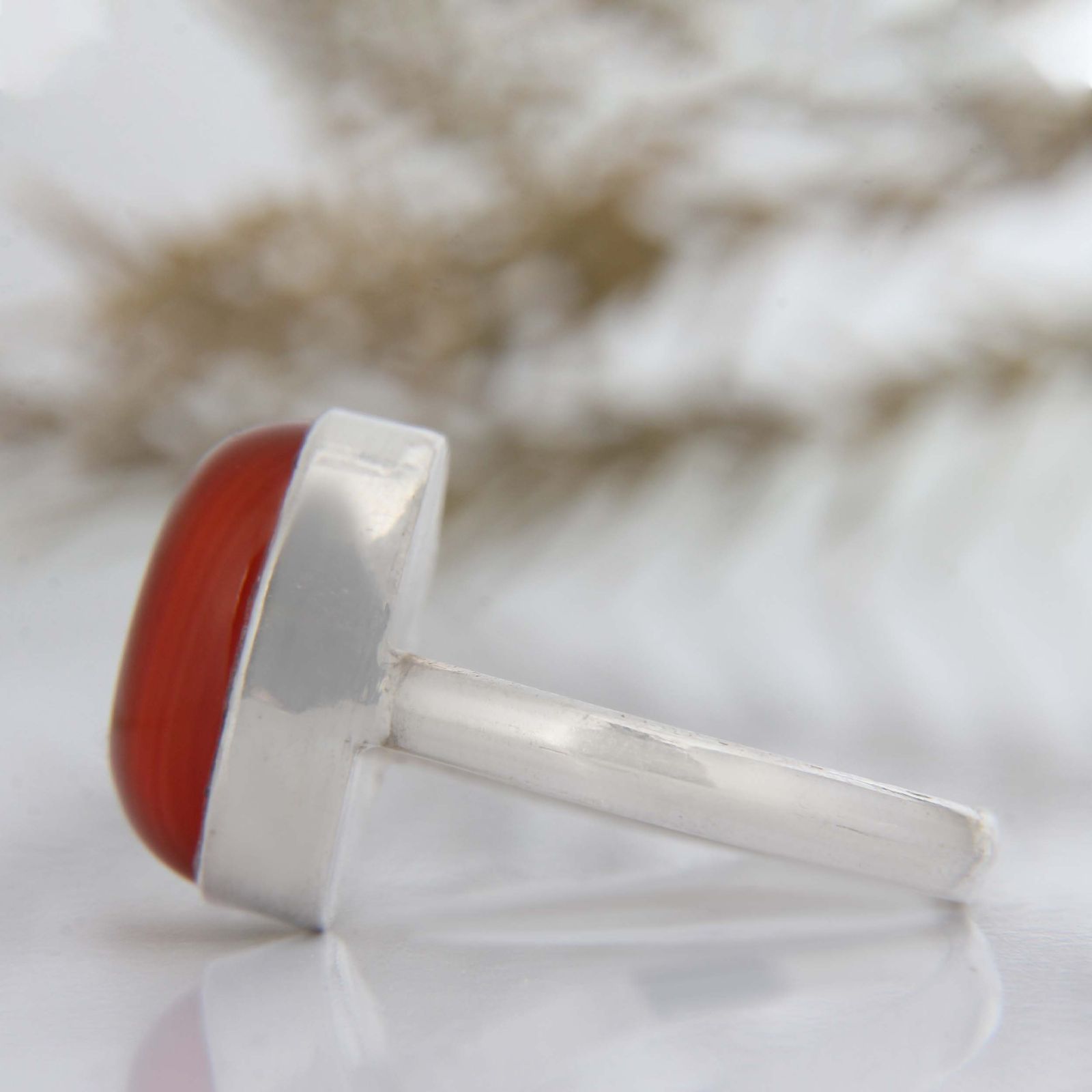 انگشتر نقره زنانه مدل رکاب پشت بسته حرز دار سنگ عقیق کد AW_700 -  - 5