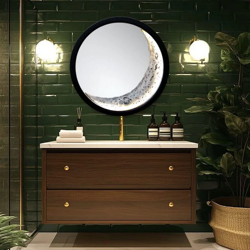 عکس شماره 2 : آینه دیواری مدل حلال ماه طرح ال ای دی دار