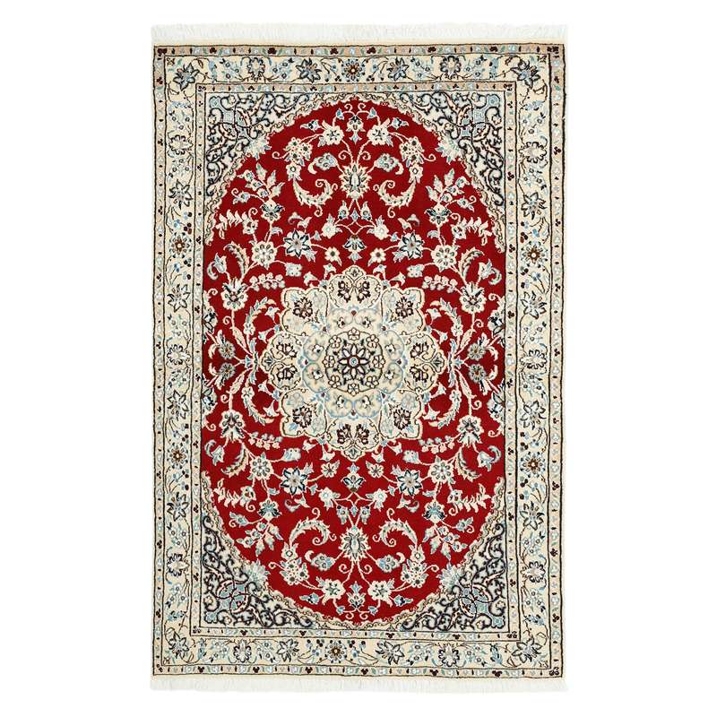 فرش دستبافت یک و نیم متری مدل گل ابریشم نائین کد n543017n 