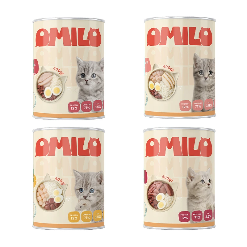 کنسرو غذای گربه اومیلو مدل پک پته وزن ۴۰۰ گرم بسته ۴ عددی