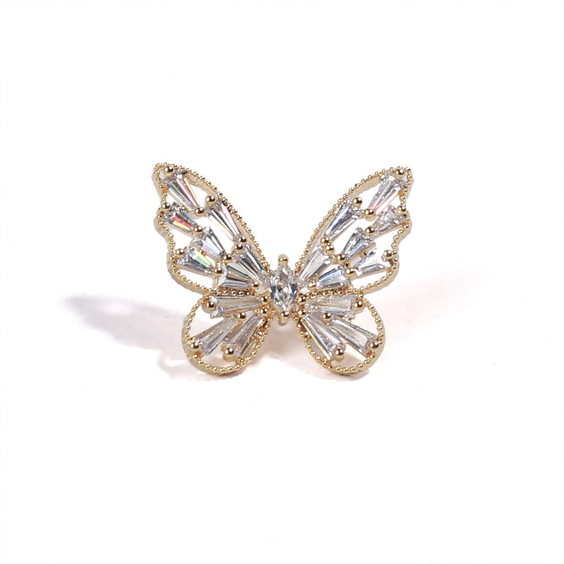 گل سینه زنانه مدل نگین دار طرح پروانه کد 112007128