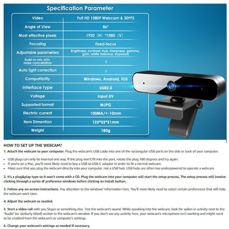 وب کم میمودی مدل Full HD with Dual Microphone 3