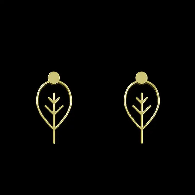 گوشواره طلا 18 عیار زنانه مدوپد مدل برگ کد GA1-16021