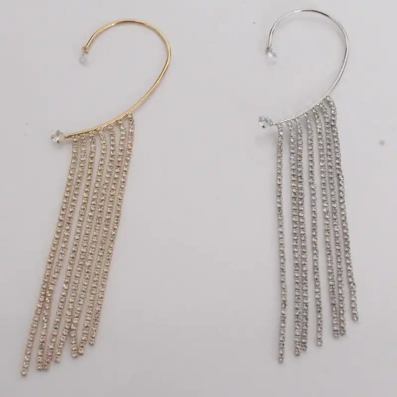 گوشواره زنانه مدل ایرکاف لاله گوش طرح آبشاری نگین دار کد 02