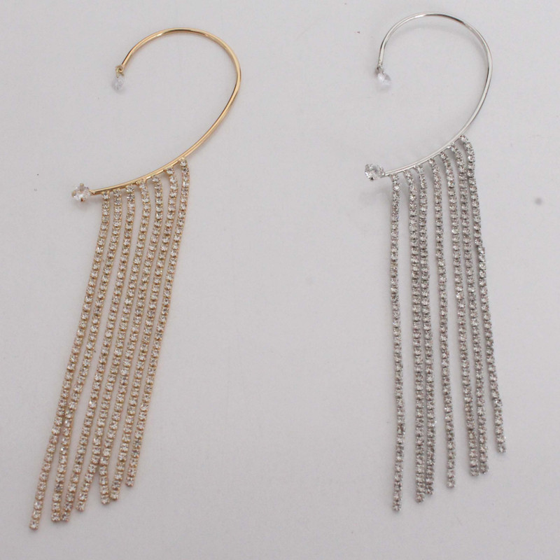 گوشواره زنانه مدل ایرکاف لاله گوش طرح آبشاری نگین دار کد 02