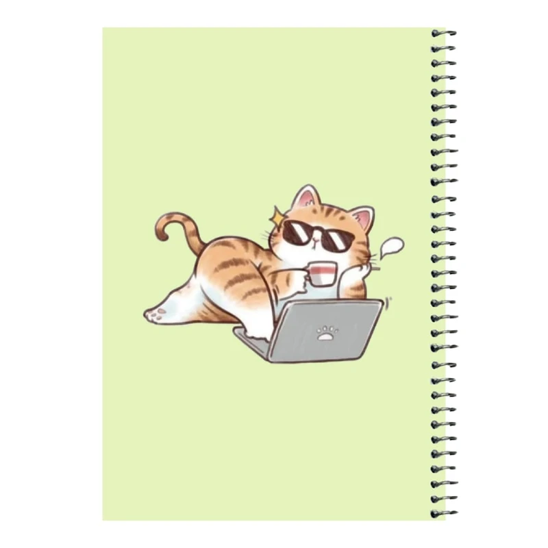 دفتر مشق 80 برگ اس جی مدل گربه و لپ تاپ   