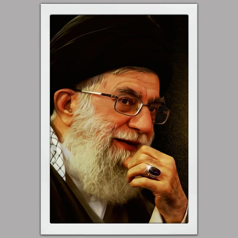تابلو بکلیت طرح رهبر معظم آیت الله خامنه ای مدل W-po2030 فریم سفید