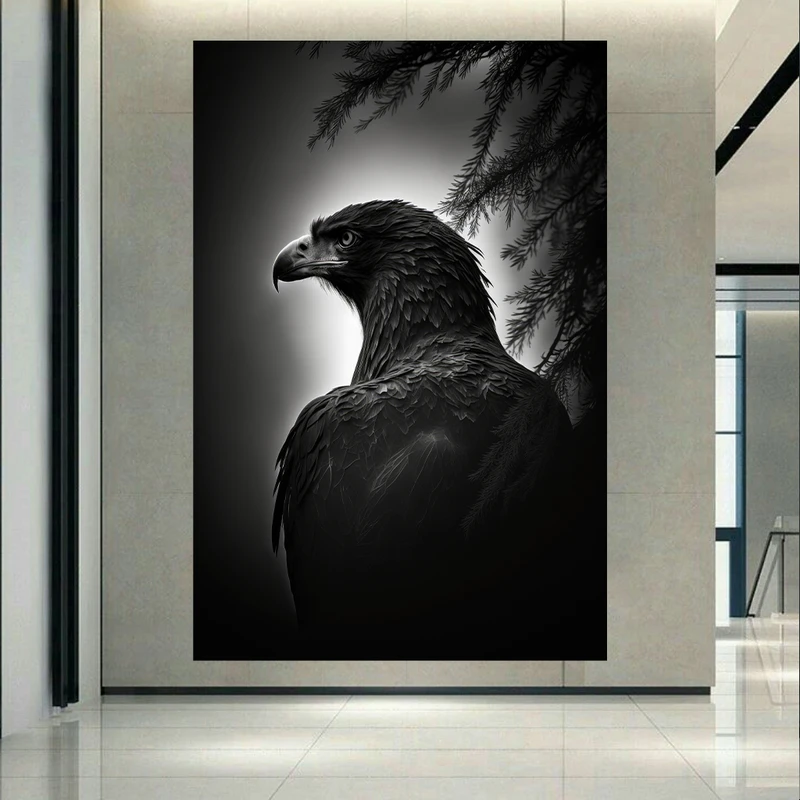 تابلو بوم طرح مخمل عقاب تیره مدل باشکوه کد AR305130