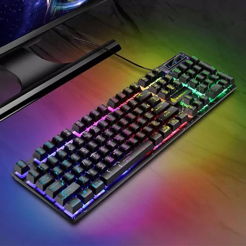کیبورد و ماوس گیمینگ شیپادو مدل D500، سوییچ ممبران، Full-Size، نورپردازی LED RGB