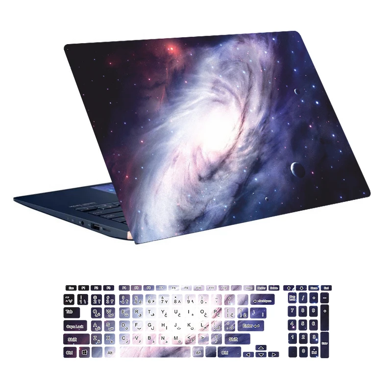 استیکر لپ تاپ توییجین و موییجین طرح Space کد 110 مناسب برای لپ تاپ 15.6 اینچ به همراه برچسب حروف فارسی کیبورد