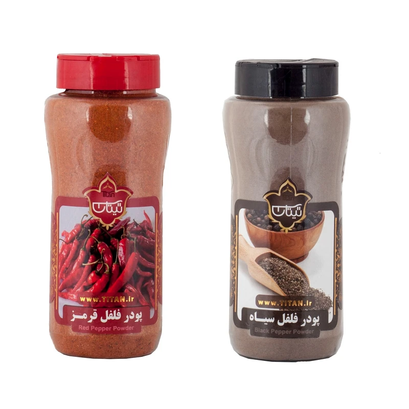 پودر فلفل سیاه و قرمز تیتان - 750 گرم مجموعه 2 عددی
