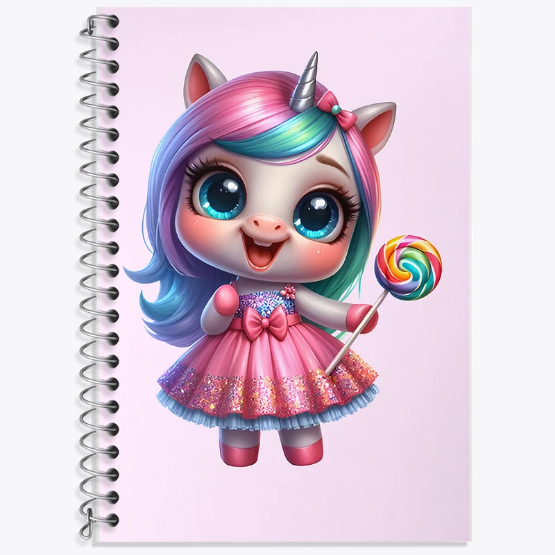 دفتر نت موسیقی 50 برگ خندالو طرح اسب تک شاخ کیوت کد F7685