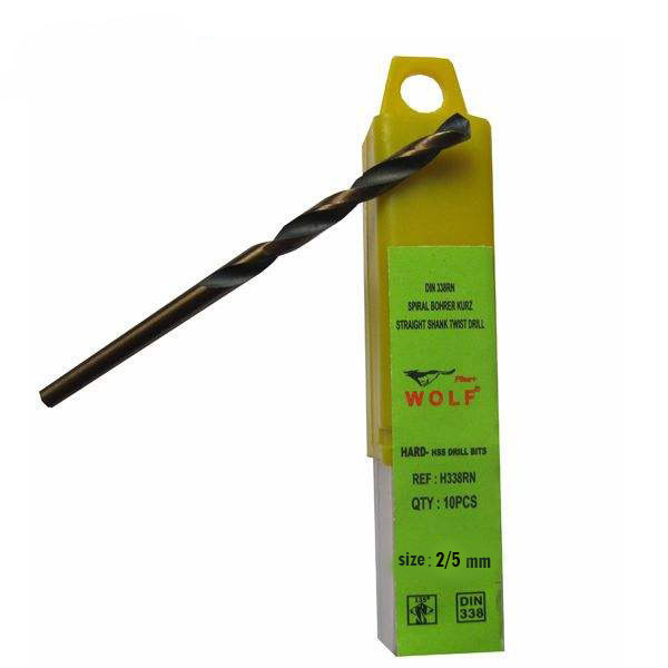مجموعه 10 عددی مته آهن ولف مدل HSS سایز 2/5 میلیمتر