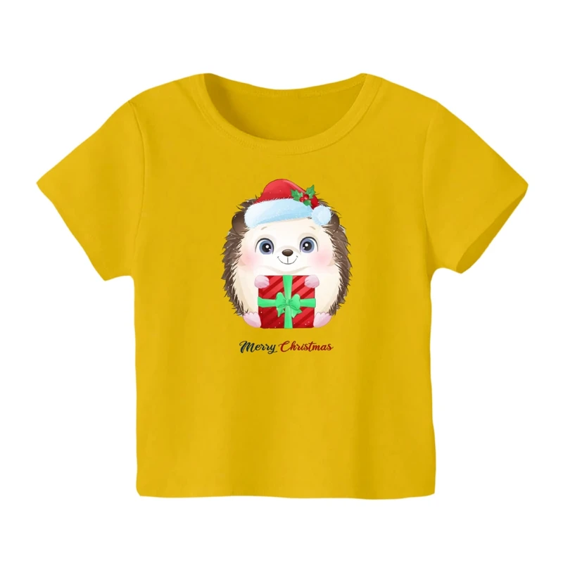 تی شرت آستین کوتاه بچگانه مدل جوجه تیغی کریسمس کد 2