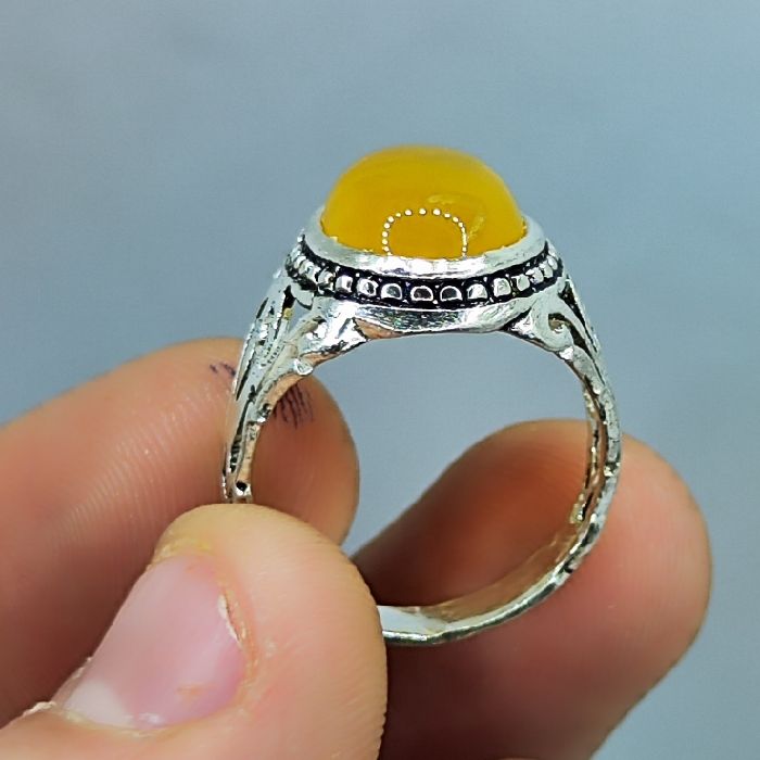 انگشتر نقره مردانه مدل سنگ شرف الشمس رکاب مشبک اسپرت کد 300 -  - 6