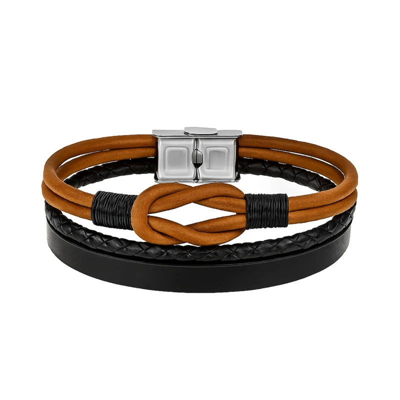 دستبند چرمی مردانه مدل طبیعی کد 5900