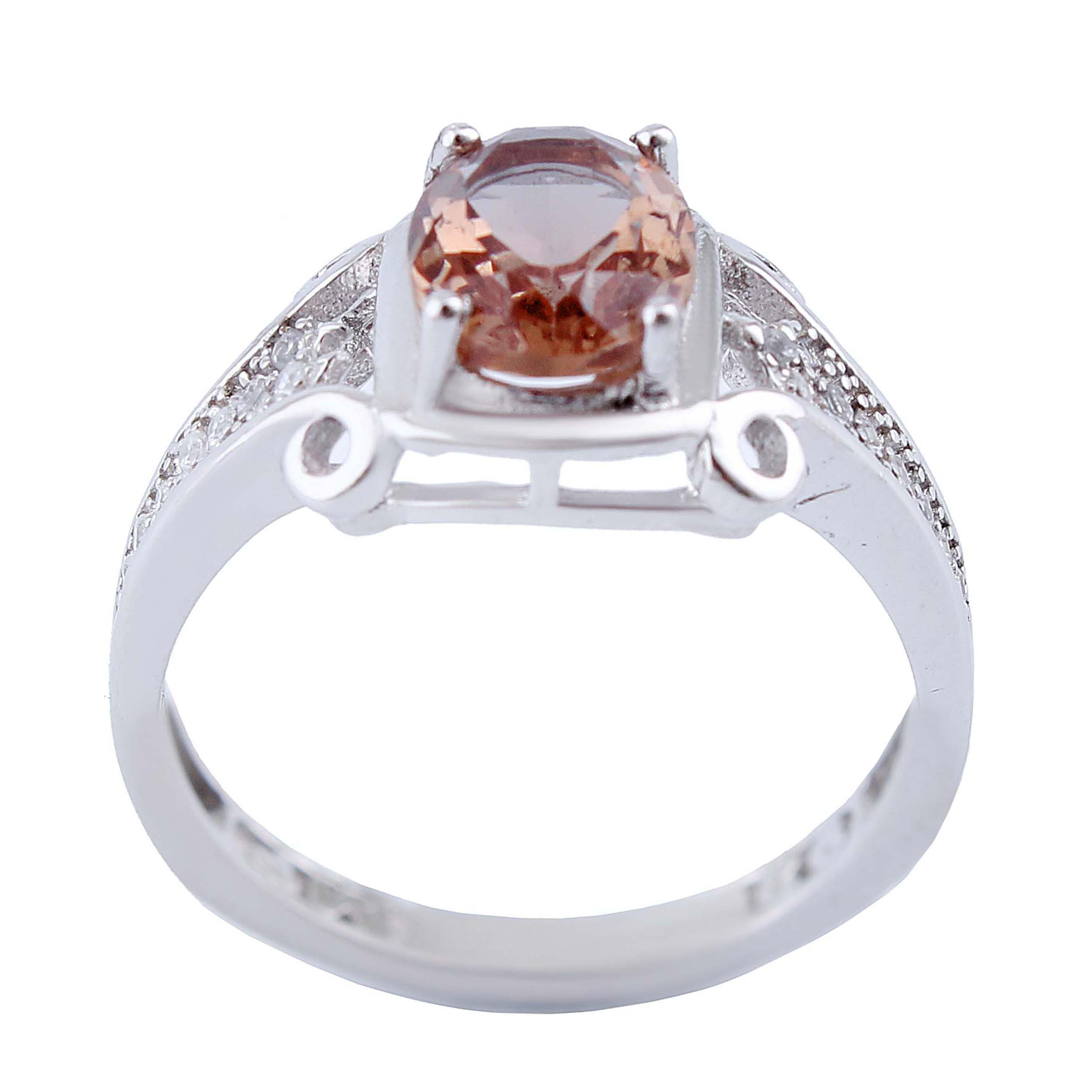 انگشتر نقره زنانه بازرگانی میلادی مدل سنگ الکساندریت نگین برلیان بدون ریزش آبکاری رادیوم کد AWR_1611