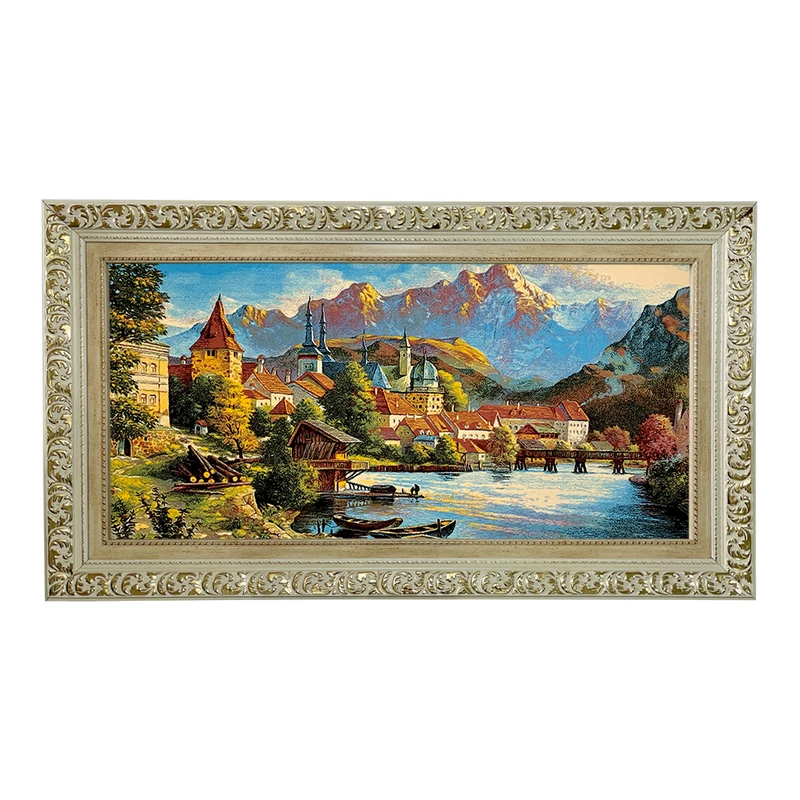 تابلو فرش ماشینی طرح دستبافت مدل آبرنگ کد 7658