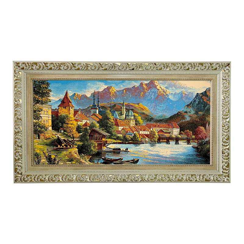 تابلو فرش ماشینی طرح دستبافت مدل آبرنگ کد 7658