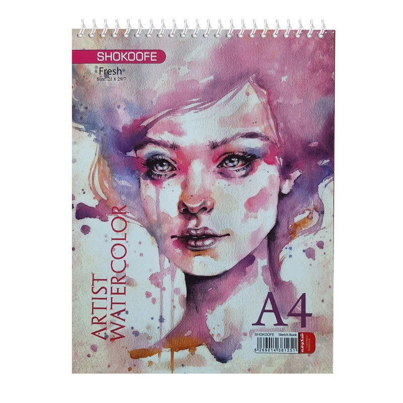 دفتر آبرنگ 10برگ شکوفه مدل -watercolor woman portrait