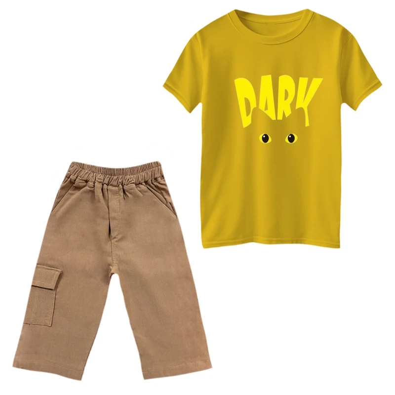 ست تی‌شرت و شلوارک پسرانه مدل گربه تاریک