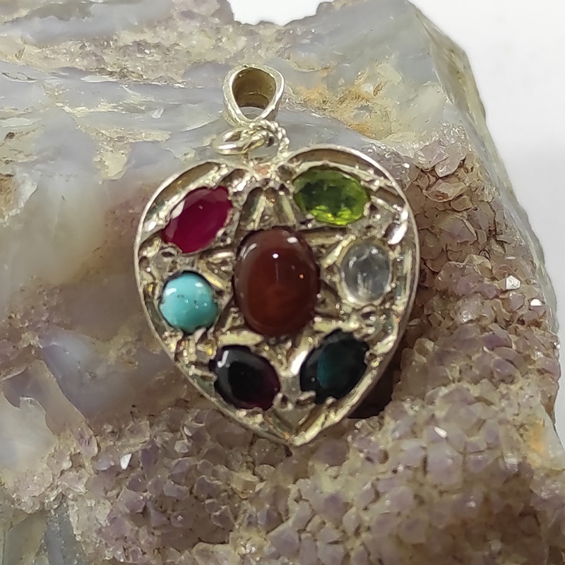 آویز گردنبند نقره زنانه سلین کالا مدل هفت جواهر کد Mps-22