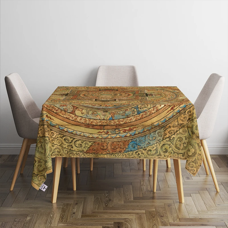 رومیزی رومیزی باز طرح مربع مدل سنتی مدرن کد 11086 سایز 140*140 سانتی متر