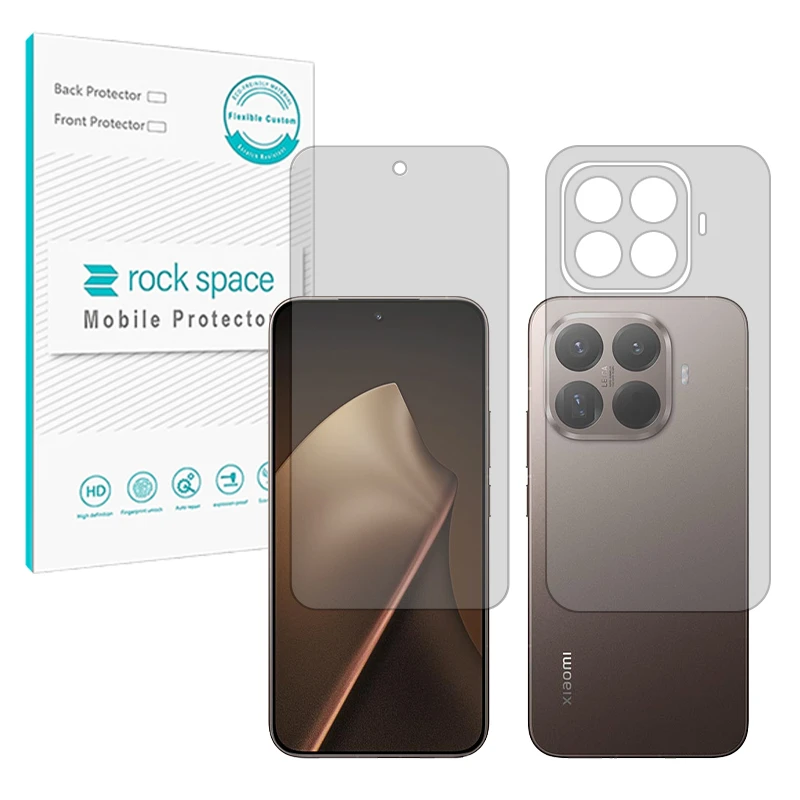 محافظ صفحه نمایش شفاف راک اسپیس مدل Resistant مناسب برای گوشی موبایل شیائومی 15T Pro به همراه محافظ پشت گوشی موبایل 