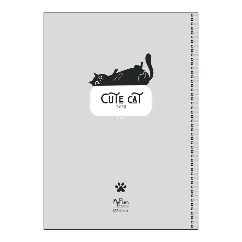 دفتر مشق 50 برگ مای پلن طرح گربه مدل صفحات شماره‌دار کد F2001