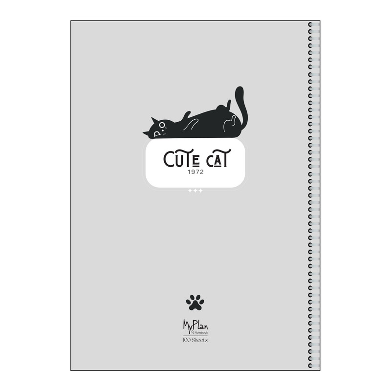 دفتر مشق 100 برگ مای پلن طرح گربه مدل صفحات شماره‌دار کد F2002