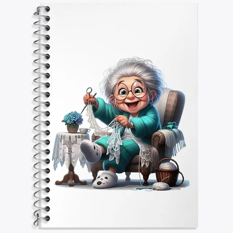 دفتر زبان 50 برگ خندالو مدل سه خط طرح مادر بزرگ کد F6156