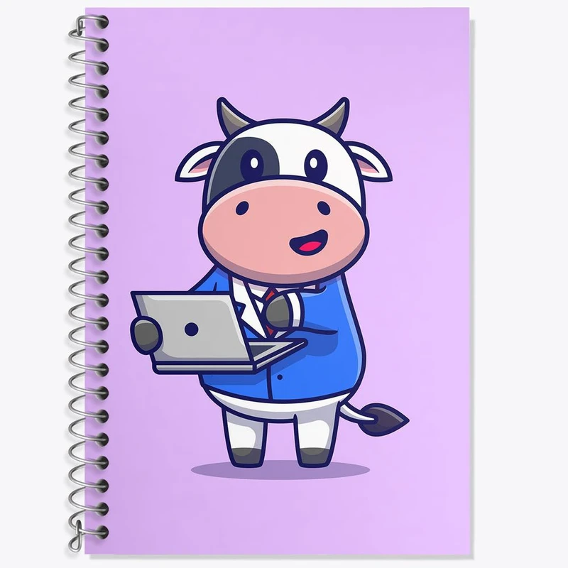 دفتر زبان 50 برگ خندالو مدل سه خط طرح گاو کد 7027