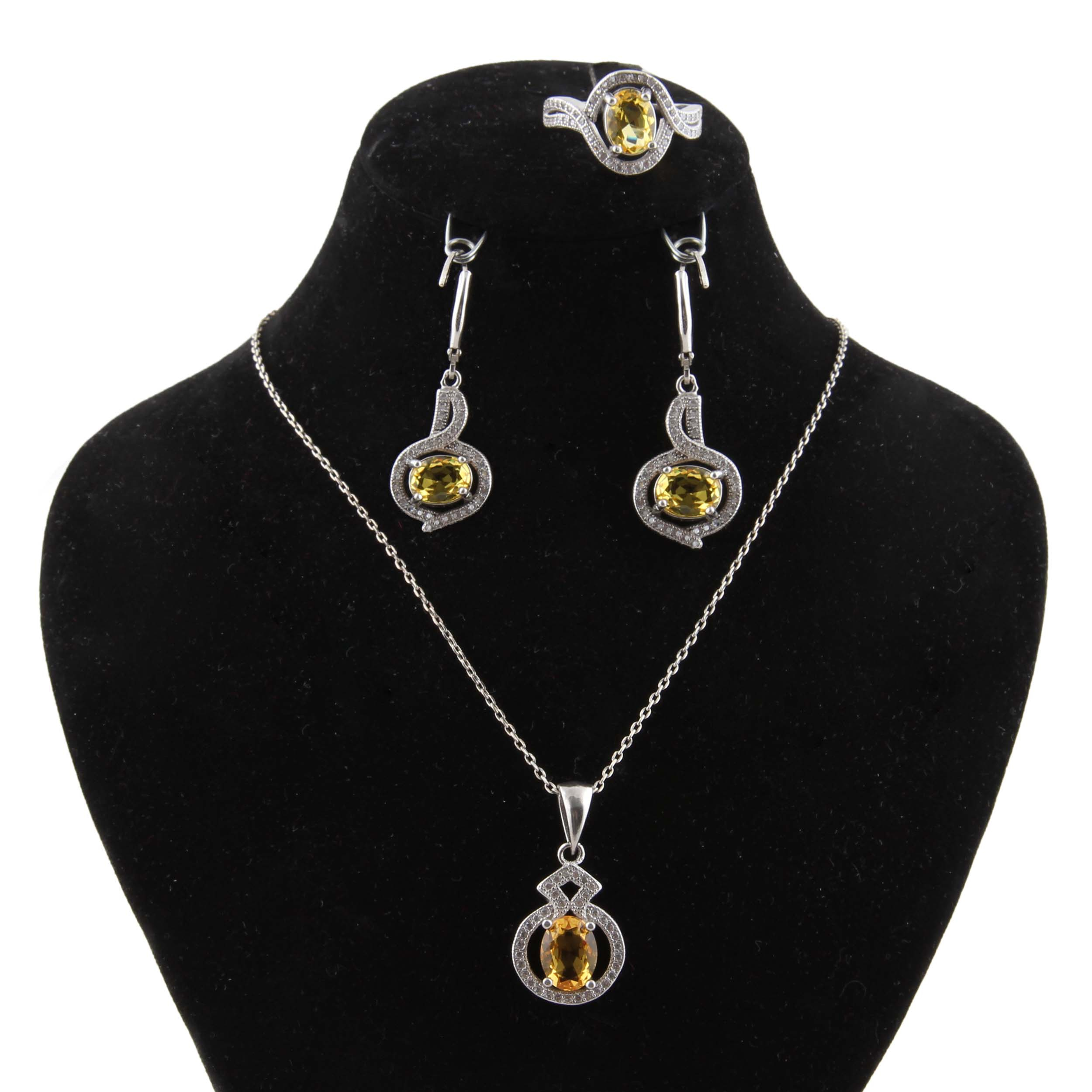 نیم ست نقره زنانه بازرگانی میلادی مدل مدرن کد NTR_329