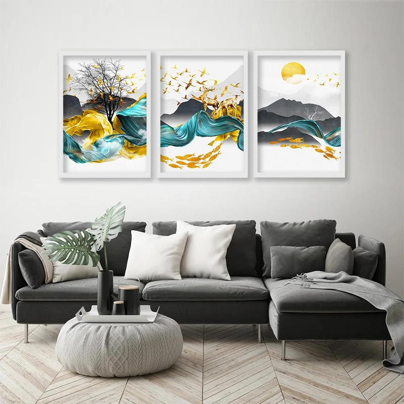 تابلو صبا طرح مدل دکوراتیو کد 3049w مجموعه 3 عددی