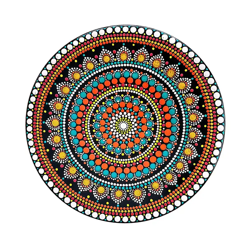 بشقاب دیوارکوب سفالی طرح نقطه کوبی مدل KIMIA