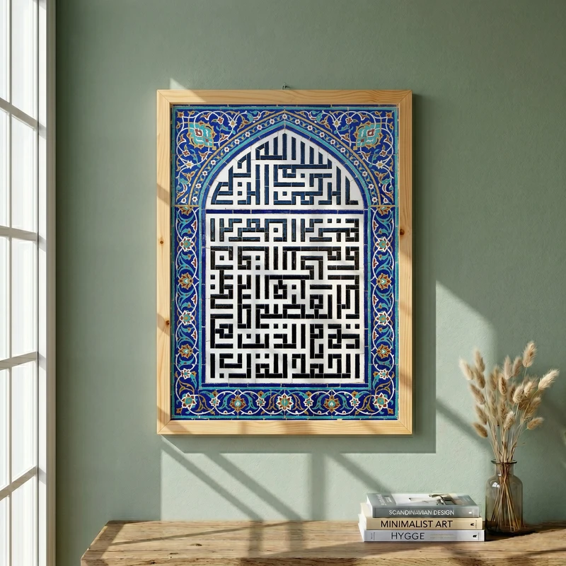 تابلو طرح الحمدلله مدل G13859 فریم کرم روشن